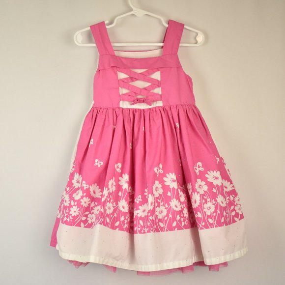 The Children's Place Pink and White Floral Tulle Princess Dress Size 24 Months - Picture 4 of 15